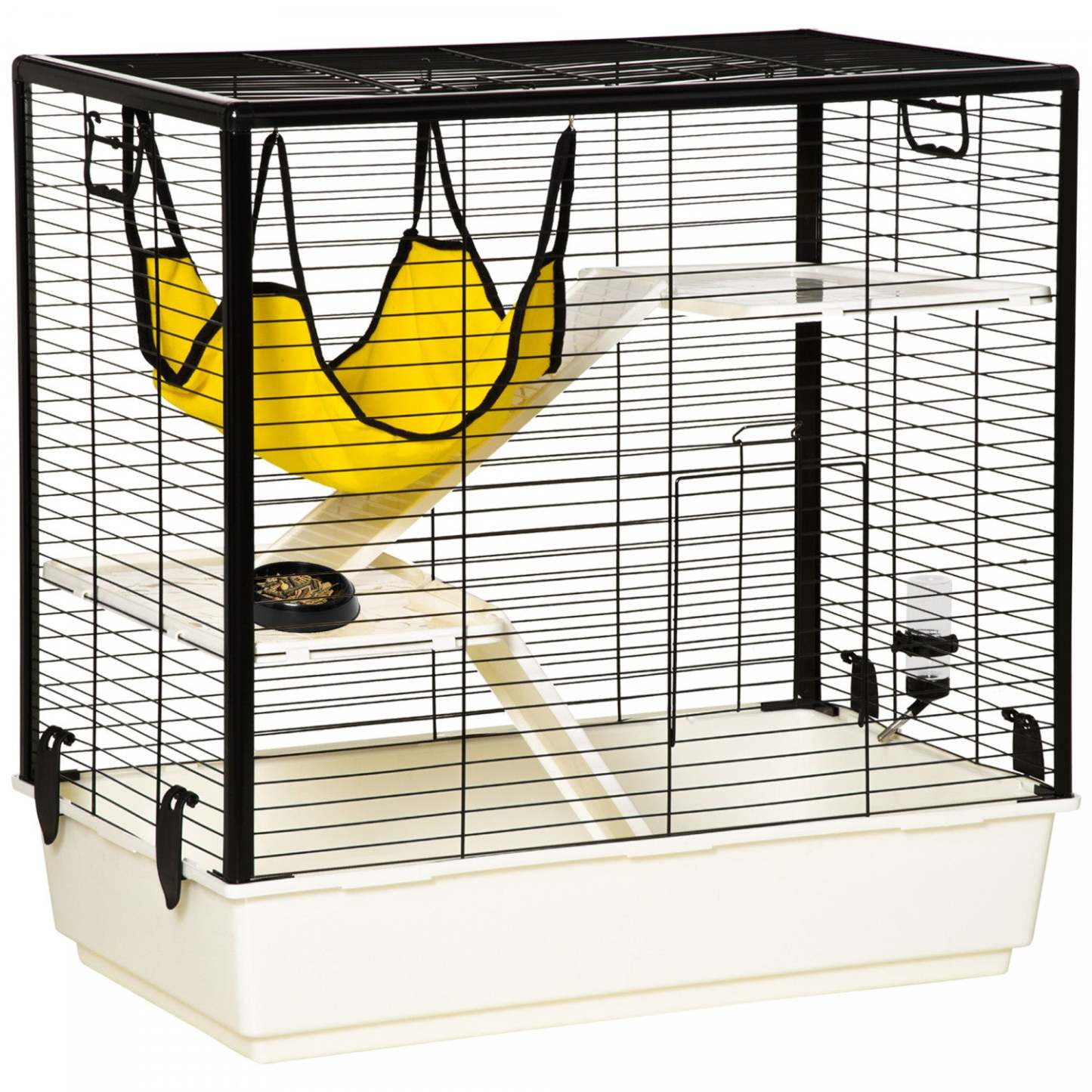 Pawhut Cage Petit Animal Habitat Intérieur Maison de Jeu pour Cochons d'Inde, Furets, Chinchillas, Avec Accessoires