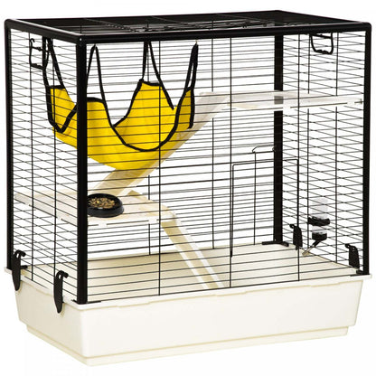 Pawhut Cage Petit Animal Habitat Intérieur Maison de Jeu pour Cochons d'Inde, Furets, Chinchillas, Avec Accessoires
