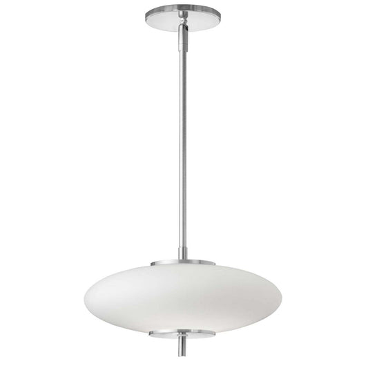 Luminaire suspendu Maddie de Dainolite en verre blanc opale, avec finition chromé poli et ampoule à DEL de 16 W