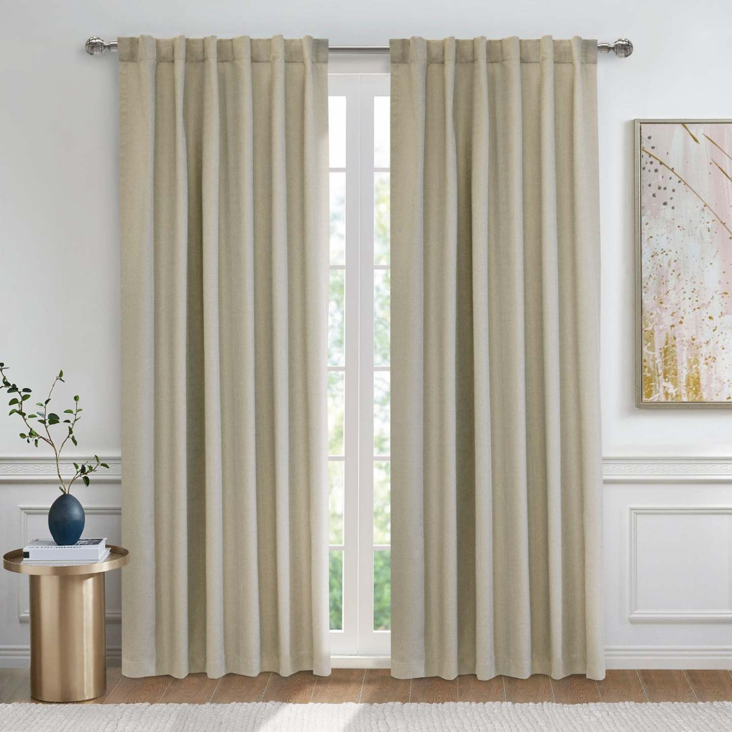 Baxter Oatmeal Back Tab Curtain Panel - 52 X 95|Panneau de rideau à passants dissimulés Baxter de couleur avoine - 52 po x 95 po