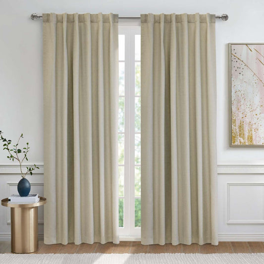 Baxter Oatmeal Back Tab Curtain Panel - 52 X 84|Panneau de rideau à passants dissimulés Baxter de couleur avoine - 52 po x 84 po