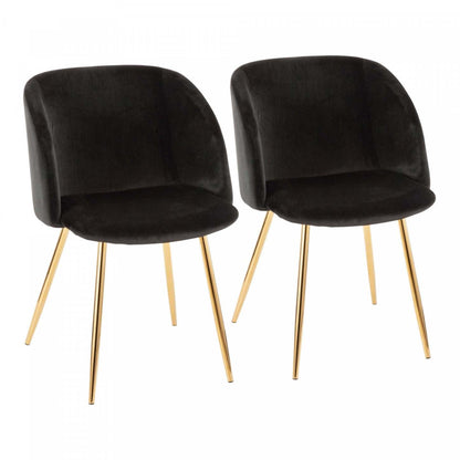 LumiSource Fran Black Velvet Contemporary Dining Chair - Set of 2|Chaise de salle à manger contemporaine Fran en velours noir - ensemble de 2