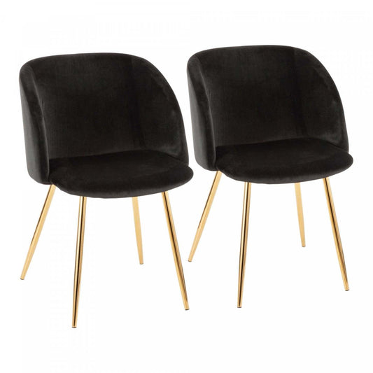 LumiSource Fran Black Velvet Contemporary Dining Chair - Set of 2|Chaise de salle à manger contemporaine Fran en velours noir - ensemble de 2