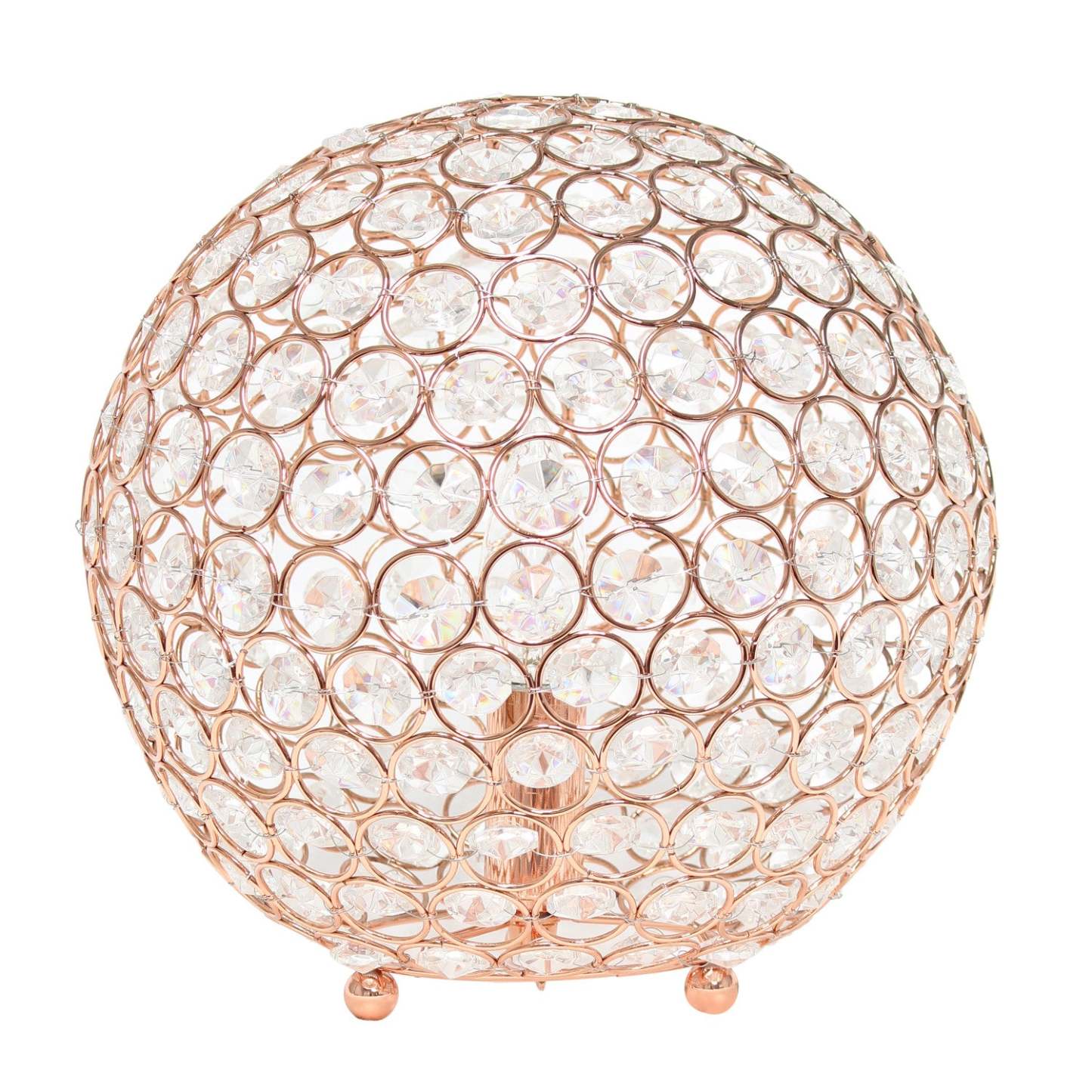 Lampe de table Elipse Elegant Designs balle de 10 po avec paillettes de cristal, or rose|D238TAUS
