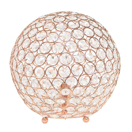 Lampe de table Elipse Elegant Designs balle de 10 po avec paillettes de cristal, or rose|D238TAUS