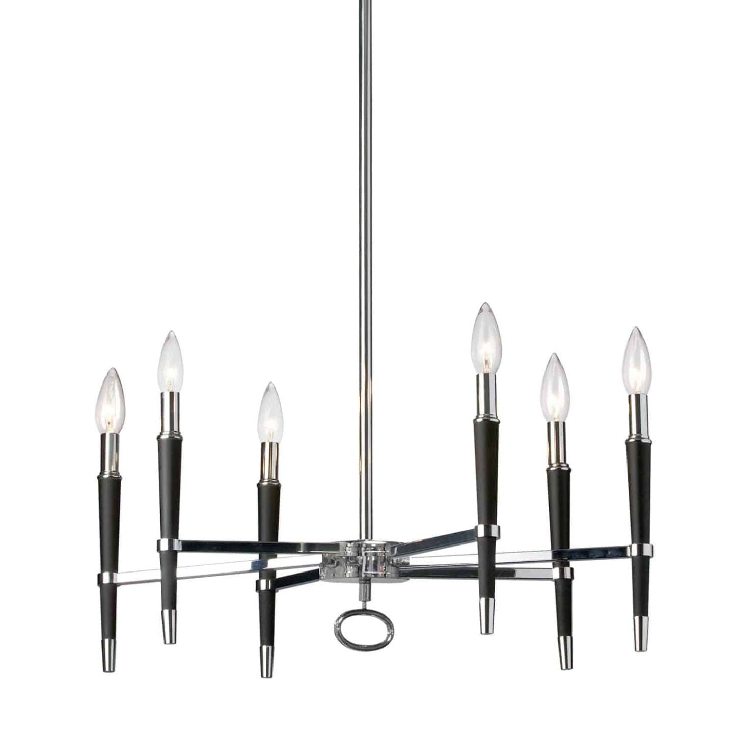 Dainolite Langford 6 Light Chandelier Polished Chrome Finish Lamp|Lustre Langford de Dainolite avec fini chromé poli et 6 ampoules