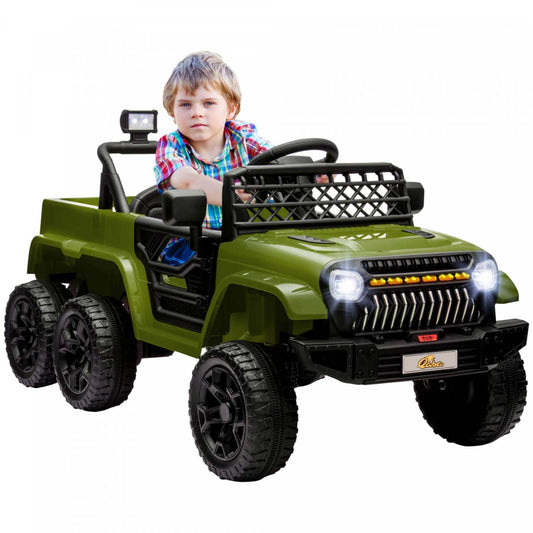 Qaba 12v Voiture Électrique Alimentée Pour Enfants, Voiture À Conduite Avec Télécommande, 4wd/2wd Commutable, |Qaba Voiture Electrique 12v Pour Enfants Avec Telecommande, Suspension À Ressort, Remorque Arrière,