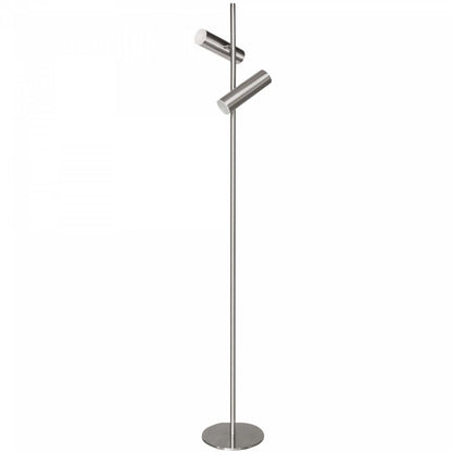 Dainolite Constance Lampadaire 12w Chrome Satiné Diffuseur Acrylique Givré|Lampe à pied Constance de Dainolite en acrylique givré qui diffuse la lumière, avec finition chromé satiné et ampoule de 12 W