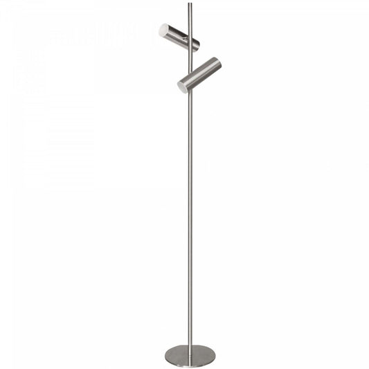 Dainolite Constance Lampadaire 12w Chrome Satiné Diffuseur Acrylique Givré|Lampe à pied Constance de Dainolite en acrylique givré qui diffuse la lumière, avec finition chromé satiné et ampoule de 12 W