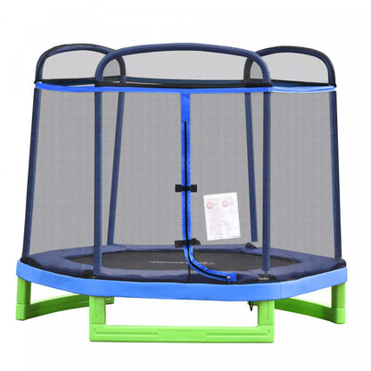 Outsunny Trampoline Pour Enfants De 2,1 M Avec Filet De Sécurité, Jouet De Gymnastique À Ressort Dur