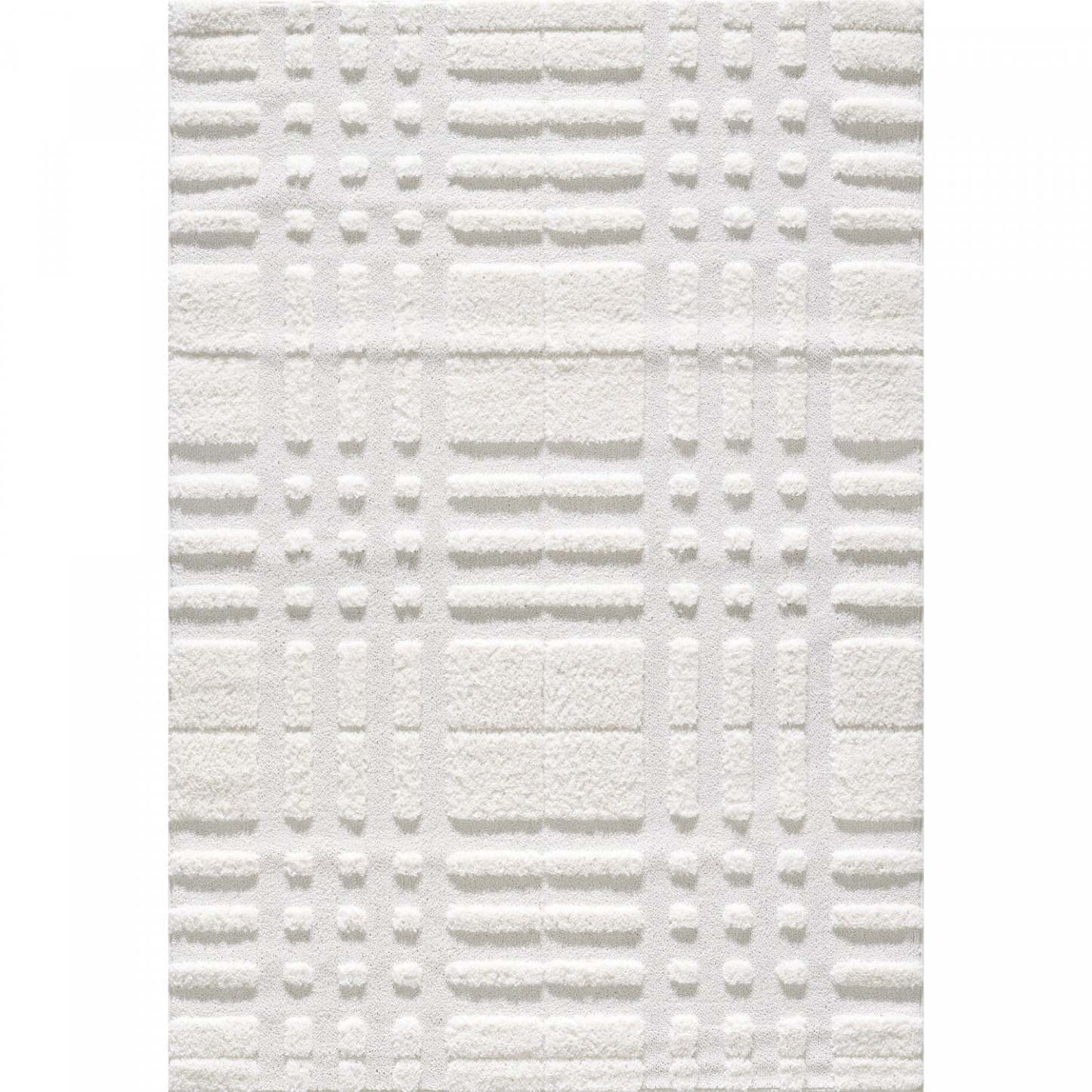 Lola Plaid Cream Shag Area Rug - 6'7 x 9'6|Carpette à poil long Lola crème à motif écossais - 6 pi 7 po x 9 pi 6 po