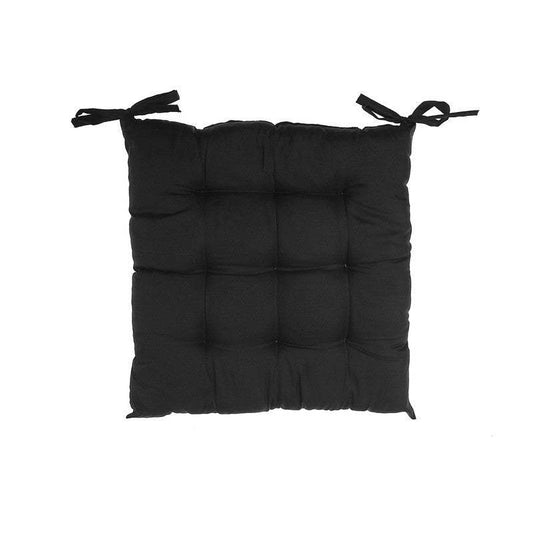 Galette de chaise capitonnée en polyester 18 x 18 Noir - Lot de 2|Coussin de chaise capitonné 18 x 18 en polyester noir - ensemble de 2