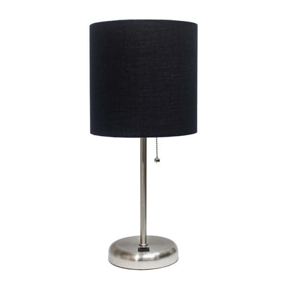 Limelights Stick Lamp with Usb Charging Port And Fabric Shade, Black  Table Lamp|Lampe de table Limelights noire avec pied mince et port de recharge USB|D21Z6B4C