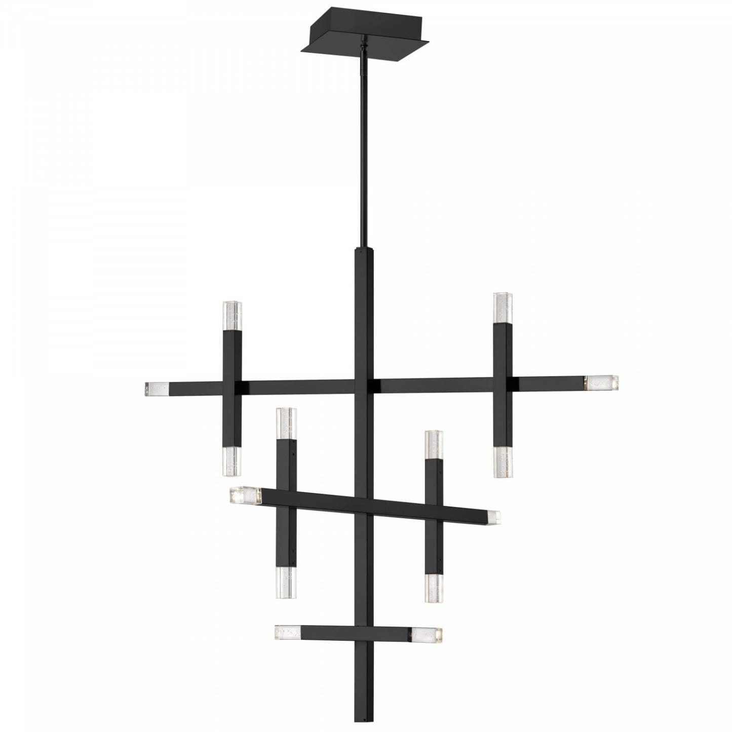 Dainolite Francesca Chandelier 42w Matte Black Acrylic Diffuser Lamp|Lustre Francesca de Dainolite en acrylique qui diffuse la lumière, avec fini noir mat et ampoule de 42 W