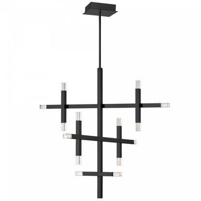 Dainolite Francesca Chandelier 42w Matte Black Acrylic Diffuser Lamp|Lustre Francesca de Dainolite en acrylique qui diffuse la lumière, avec fini noir mat et ampoule de 42 W