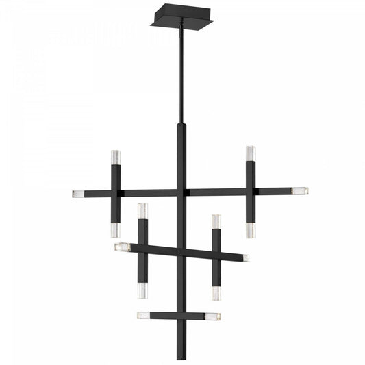 Dainolite Francesca Chandelier 42w Matte Black Acrylic Diffuser Lamp|Lustre Francesca de Dainolite en acrylique qui diffuse la lumière, avec fini noir mat et ampoule de 42 W