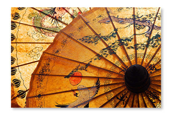 Parasol avec ornement thaï 24x36 cadre d'art mural et panneau en tissu | Parasol avec ornement thaï 24 po x 36 po : cadre d'art mural et panneau de tissu | D44GOUPJ
