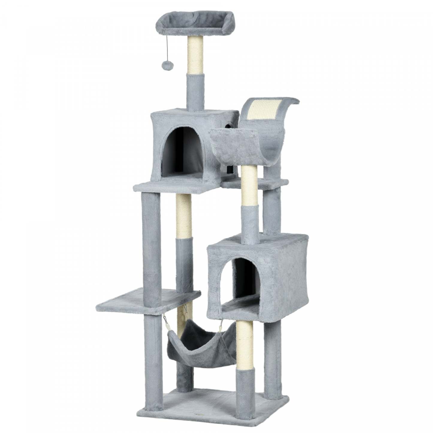 Pawhut Grand Arbre A Chat Pour Chats D'interieur, Tour A Plusieurs Niveaux De 70 Avec Hamac, Lit Po