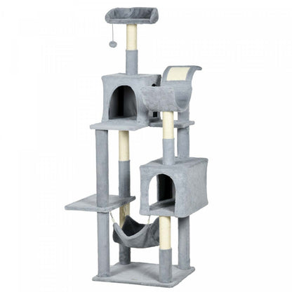 Pawhut Grand Arbre A Chat Pour Chats D'interieur, Tour A Plusieurs Niveaux De 70 Avec Hamac, Lit Po
