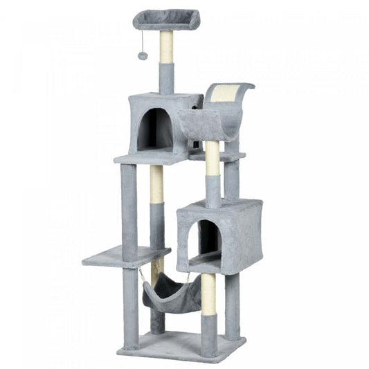 Pawhut Grand Arbre A Chat Pour Chats D'interieur, Tour A Plusieurs Niveaux De 70 Avec Hamac, Lit Po