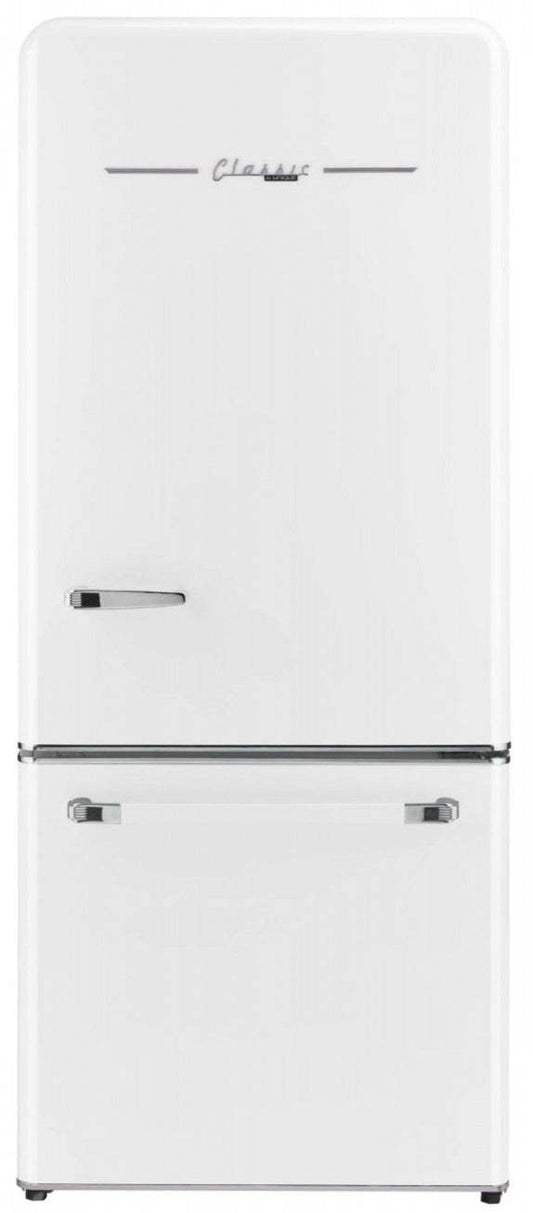 Classic Rétro par Unique 18 pi³ Réfrigérateur à congélateur sans givre en bas - UGP-510L W AC | Classic Retro by Unique Frost-Free Bottom Freezer Refrigerator 18 cu.ft. - UGP-510L W AC | U510LWAC