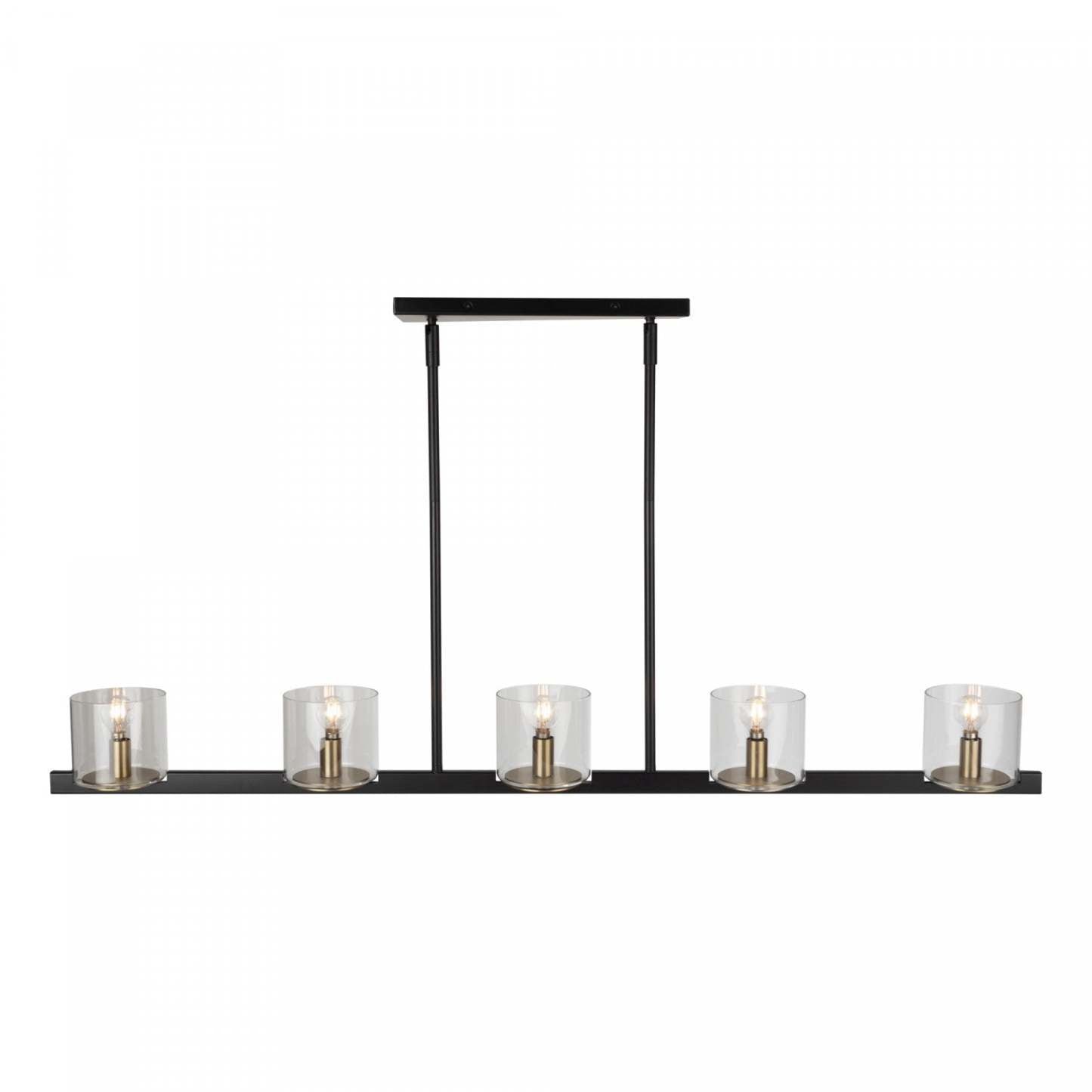 Salinas Black &amp; Brass 5-Light Island Light|Luminaire pour îlot Salinas noir et laiton à 5 ampoules