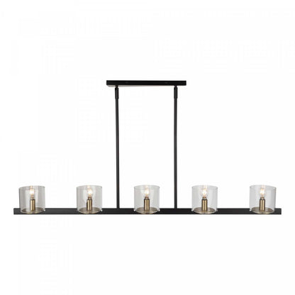 Salinas Black &amp; Brass 5-Light Island Light|Luminaire pour îlot Salinas noir et laiton à 5 ampoules