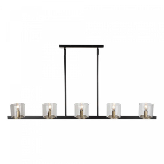 Salinas Black &amp; Brass 5-Light Island Light|Luminaire pour îlot Salinas noir et laiton à 5 ampoules