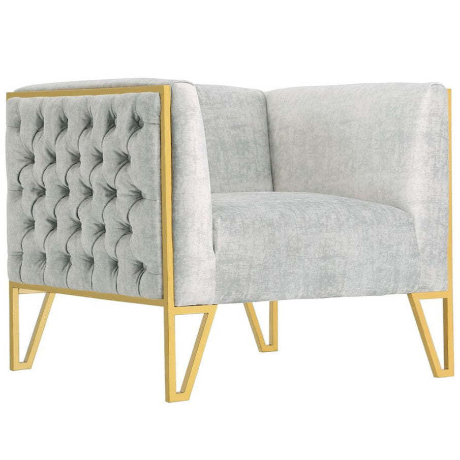 Fauteuil d’appoint Vector de Manhattan Comfort en velours - gris et doré