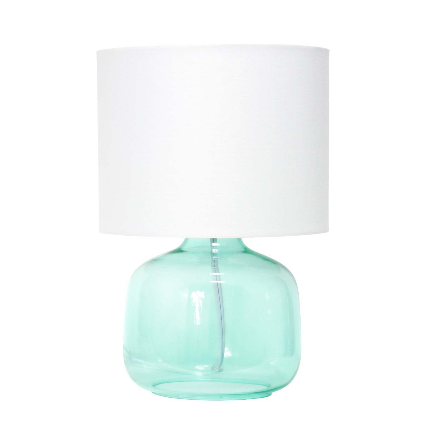 Lampe de table Simple Designs en verre avec abat-jour en tissu, aqua avec abat-jour blanc|Lampe de table Simple Designs en verre, turquoise|D21W20F9