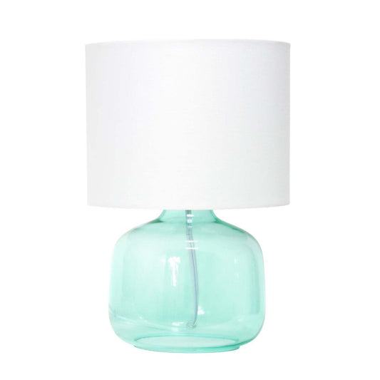 Lampe de table Simple Designs en verre avec abat-jour en tissu, aqua avec abat-jour blanc|Lampe de table Simple Designs en verre, turquoise|D21W20F9