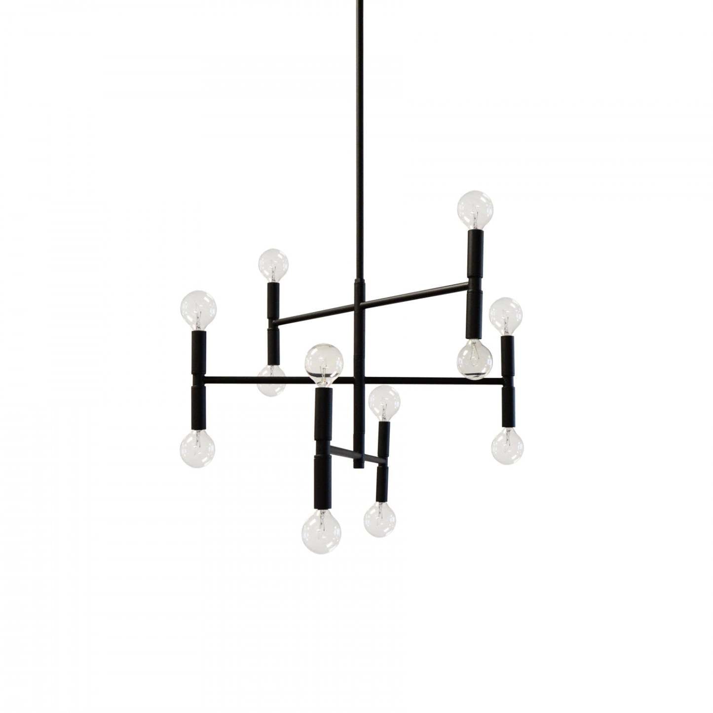 Dainolite Ava 12 Light Chandelier Small Matte Black Finish Lamp|Petit lustre Ava de Dainolite avec fini noir mat et 12 ampoules