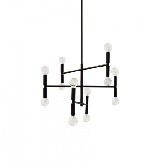 Dainolite Ava 12 Light Chandelier Small Matte Black Finish Lamp|Petit lustre Ava de Dainolite avec fini noir mat et 12 ampoules