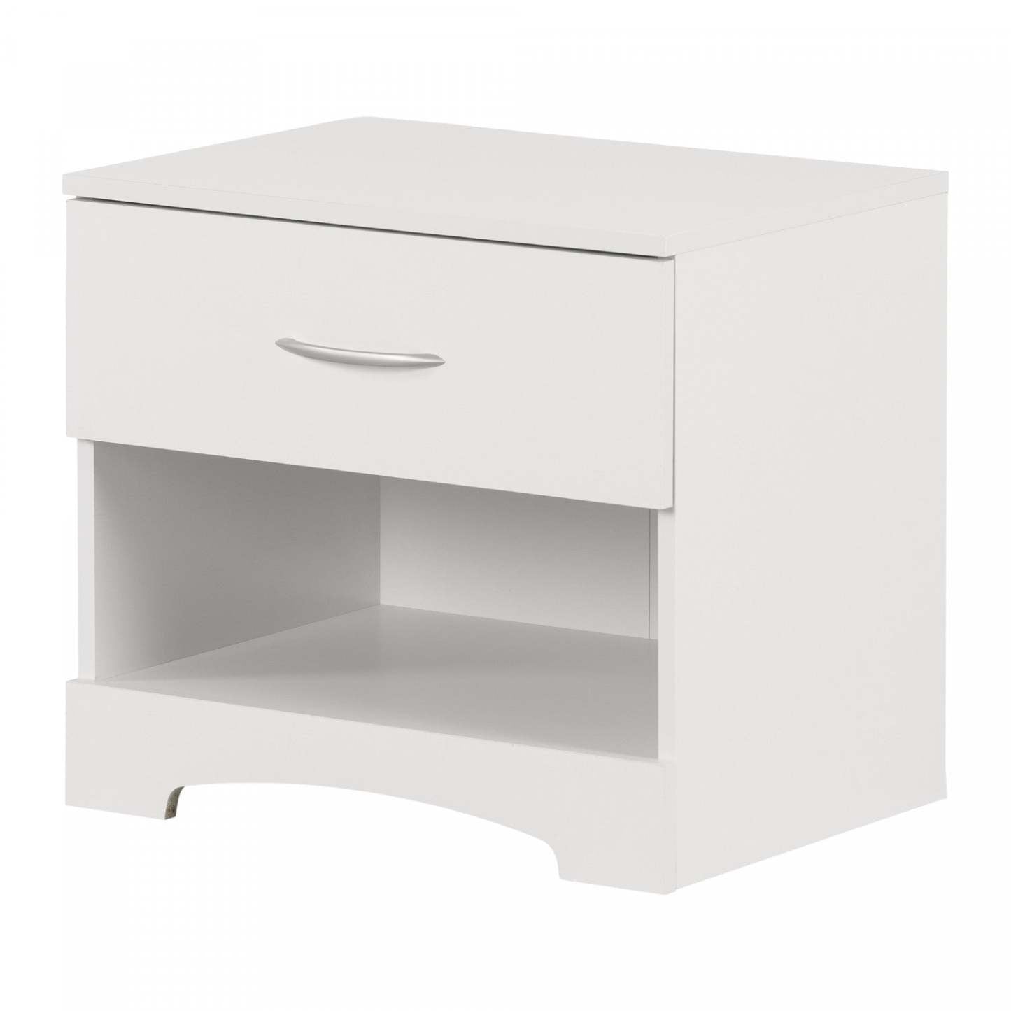 Step One Table De Chevet 1 Tiroir - Table D'Appoint Avec Rangement - Blanc Pur | Step One 1-drawer Nightstand - End Table With Storage - Pure White