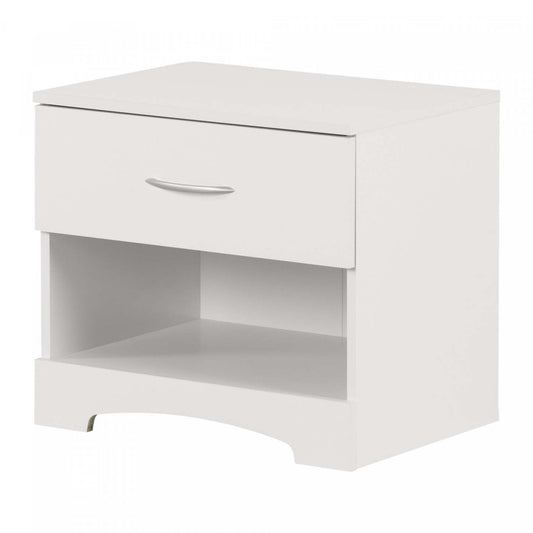 Step One Table De Chevet 1 Tiroir - Table D'Appoint Avec Rangement - Blanc Pur | Step One 1-drawer Nightstand - End Table With Storage - Pure White