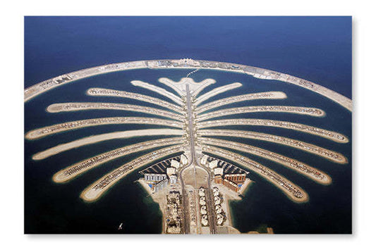 Jumeirah Palm Island Development In Dubai 28x42 po : Cadre d'art mural et panneau de tissu | D44GODGJ