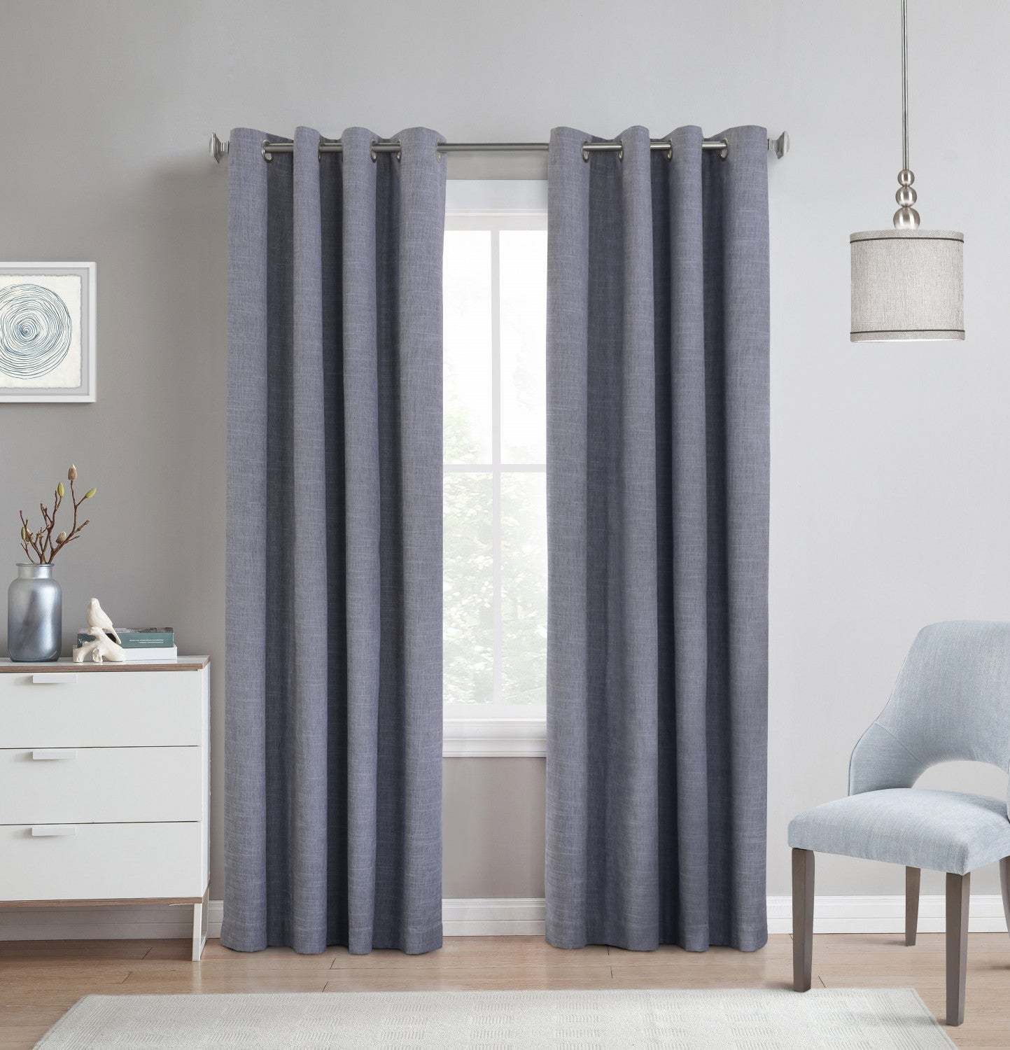 Maya Blue Grommet Curtain Panel - 52 X 63|Panneau de rideau à œillets Maya bleu - 52 po x 63 po