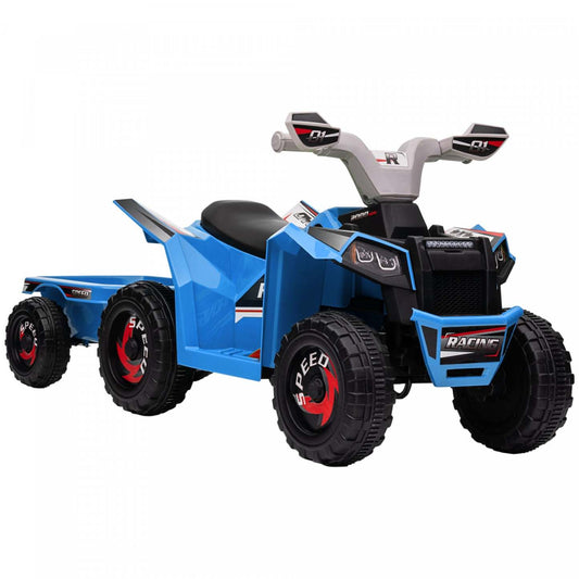 Aosom Quad 6 V Pour Enfants, Véhicule Électrique Alimenté Par Batterie À 4 Roues Avec Remorque Arrière