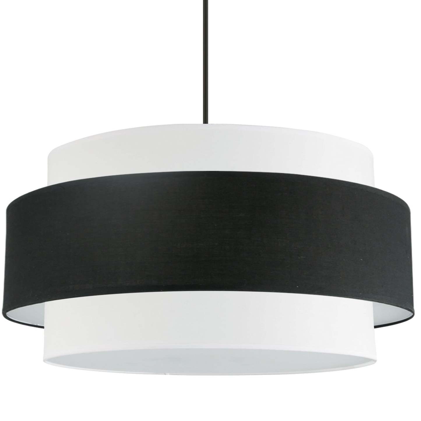Dainolite Priya 4 Light Chandelier Large Matte Black Black/White Shade Lamp|Grand lustre Priya de Dainolite avec abat-jour noir et blanc, fini noir mat et 4 ampoules