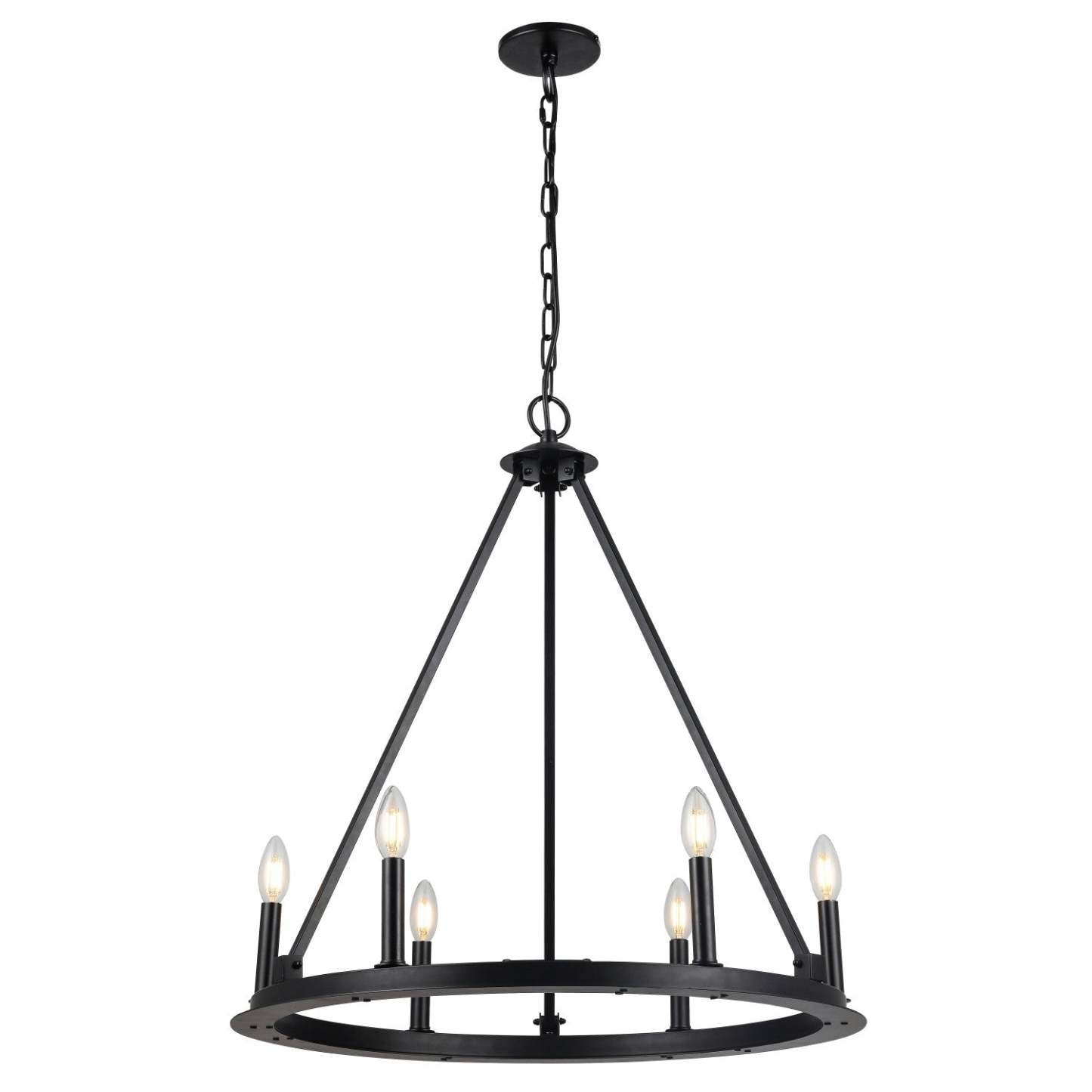 Dainolite Colby 6 Light Chandelier Matte Black Lamp|Lustre Colby de Dainolite avec fini noir mat et 6 ampoules