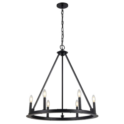 Dainolite Colby 6 Light Chandelier Matte Black Lamp|Lustre Colby de Dainolite avec fini noir mat et 6 ampoules