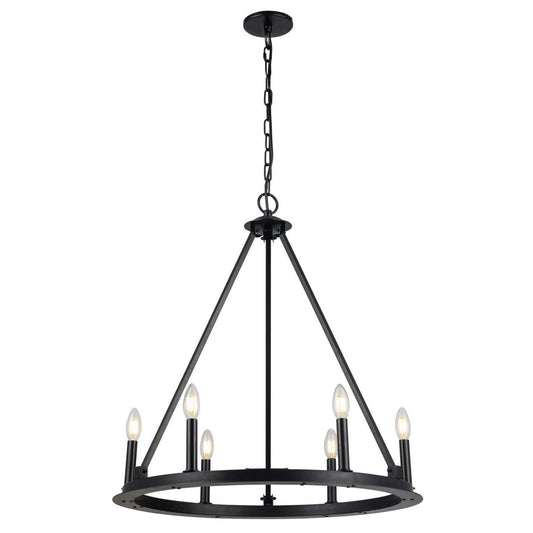 Dainolite Colby 6 Light Chandelier Matte Black Lamp|Lustre Colby de Dainolite avec fini noir mat et 6 ampoules