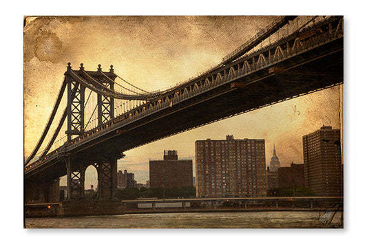 Cadre d'art mural et panneau en tissu Manhattan Bridge 28x42| Manhattan Bridge 28 po x 42 po : Cadre d'art mural et panneau de tissu|D44GQ4X1