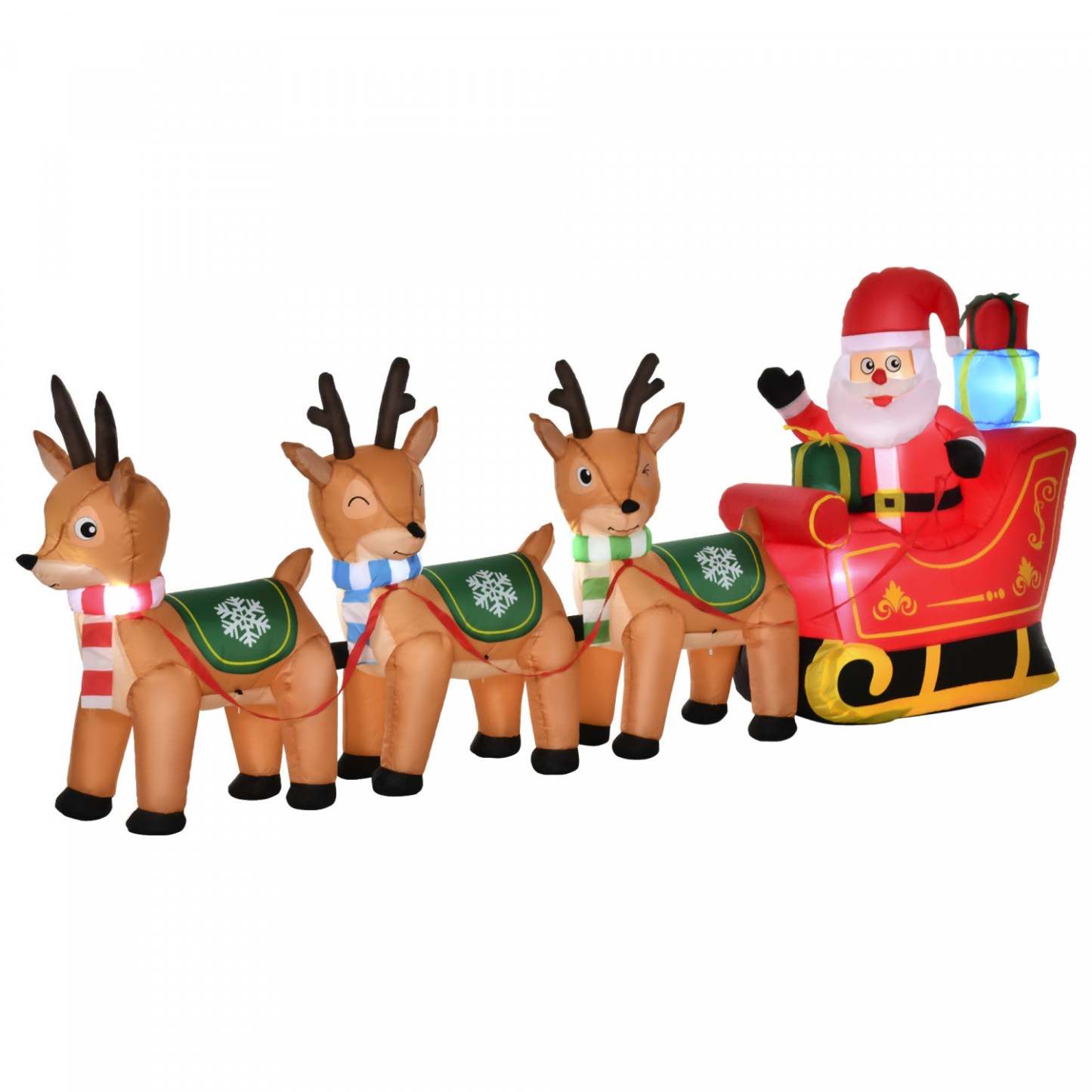 Homcom 4.5ft Père Noël dans un traîneau avec renne Décoration de Noël Gonflable | Homcom Decoration Gonflable De Noel