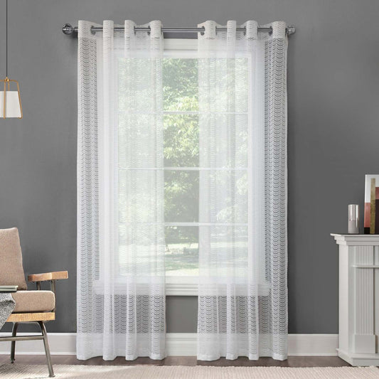 Ella White Grommet Curtain Panel - 52 X 95|Panneau de rideau à œillets Ella blanc - 52 po x 95 po