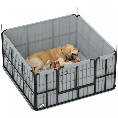 Pawhut Niche De Mise Bas Pour Chiens Et Chiots, 48 ​​X 48 X 23.5, Parc Pour Chiots Avec Tissu Oxford 600d, Tapis De Pipi Lavable