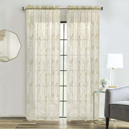 Habitat Limoges Ivoire Sheer Rod Pocket Curtain Panel - 55 x 84|Panneau de rideau transparent passe-tringle Limoges ivoire d'Habitat - 55 x 84