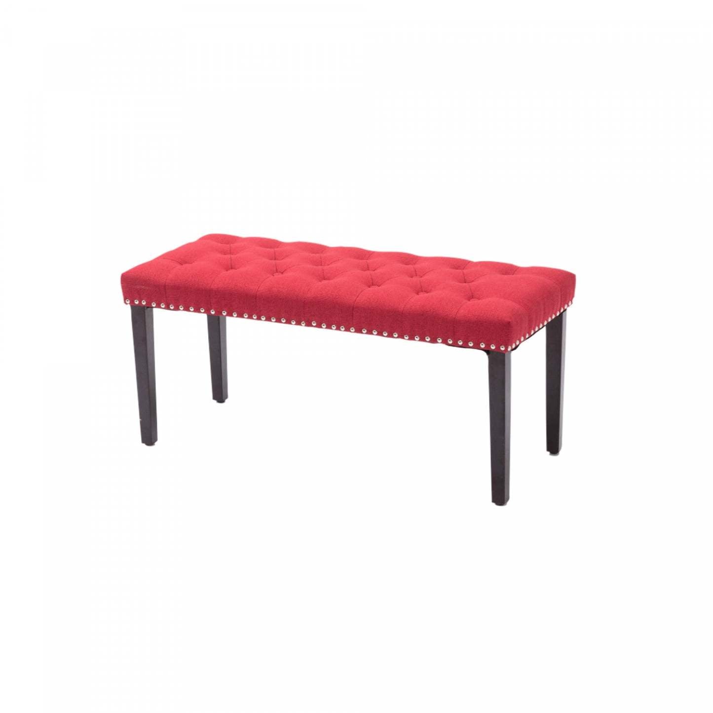 Banc Cabara en tissu capitonné Red Benches|Banc Cabara rouge en tissu capitonné