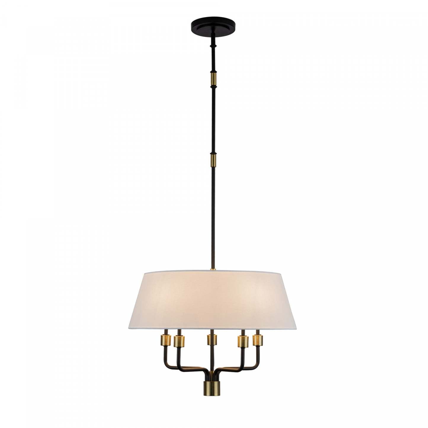 Providence 5 Light Pendant, Black, Brushed Brass Lamp | Suspension A 5 lampes Providence, Noir, Laiton Brosse