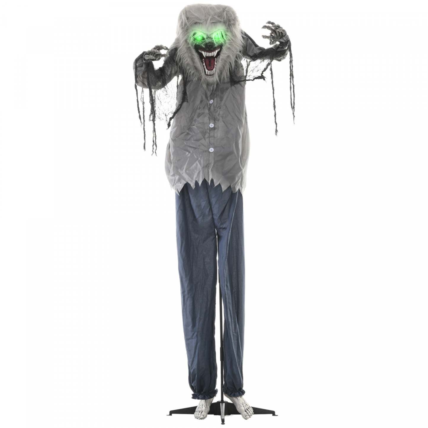 Homcom Squelette Loup-garou d'Halloween Animatronique avec Yeux Lumineux